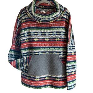 ANDTHEWHY‎ Los Angeles Women's Southwestern Aztec Cowlneck Style Pullover Size M